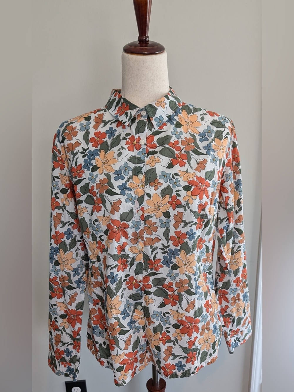 Seasalt Cornwall The Larissa Shirt Organic Cotton Button Down Floral Multi Sz 10